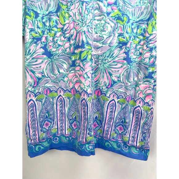 Lilly Pulitzer Size M Blue Pink Sherrill Multi in Full Bloom Dress 3/4 Sleeve - Picture 3 of 7